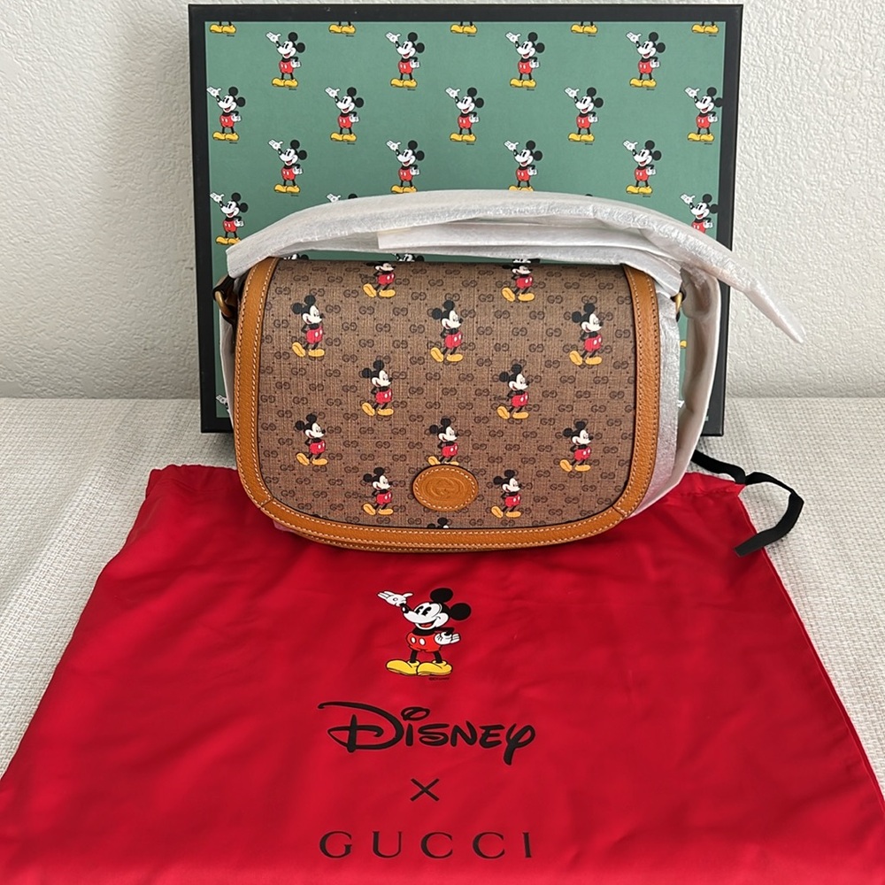 🏰Gucci🏰 x Disney Vintage GG Supreme Monogram Mickey Mouse Shoulder Bag